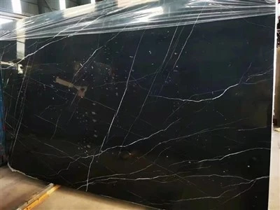 שיש שחור עם ורידים לבנים לוחות שיש Nero Marquina